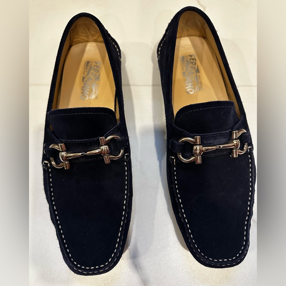 Men salvatore ferragamo velvet loafer size 10D